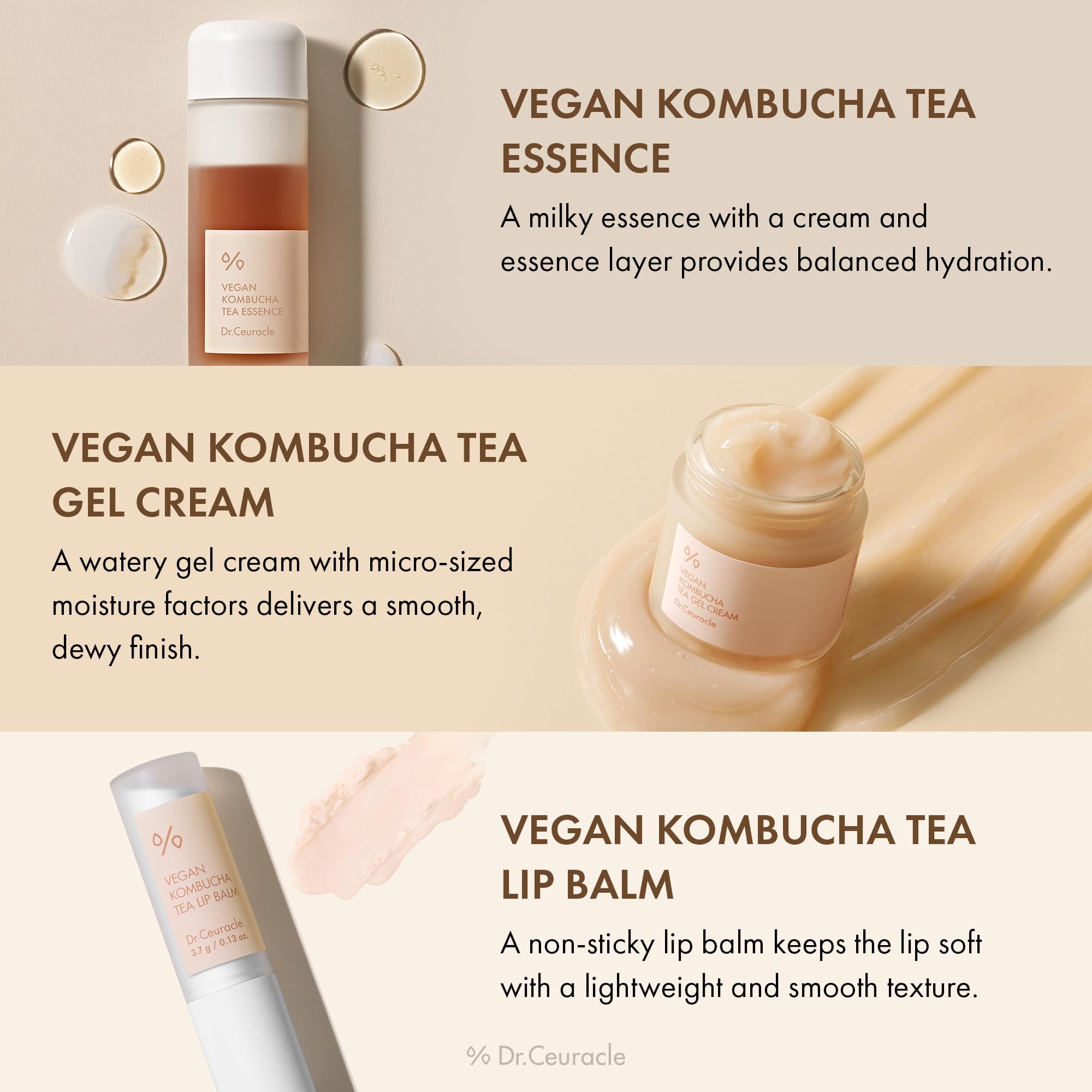 Amazon.com : Dr.Ceuracle Vegan Kombucha Tea Essence and Gel Cream